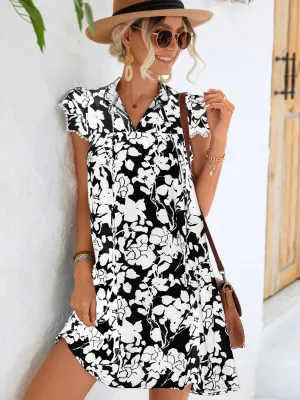🌸 Floral Tie Neck Butterfly Sleeve Dress 🌸