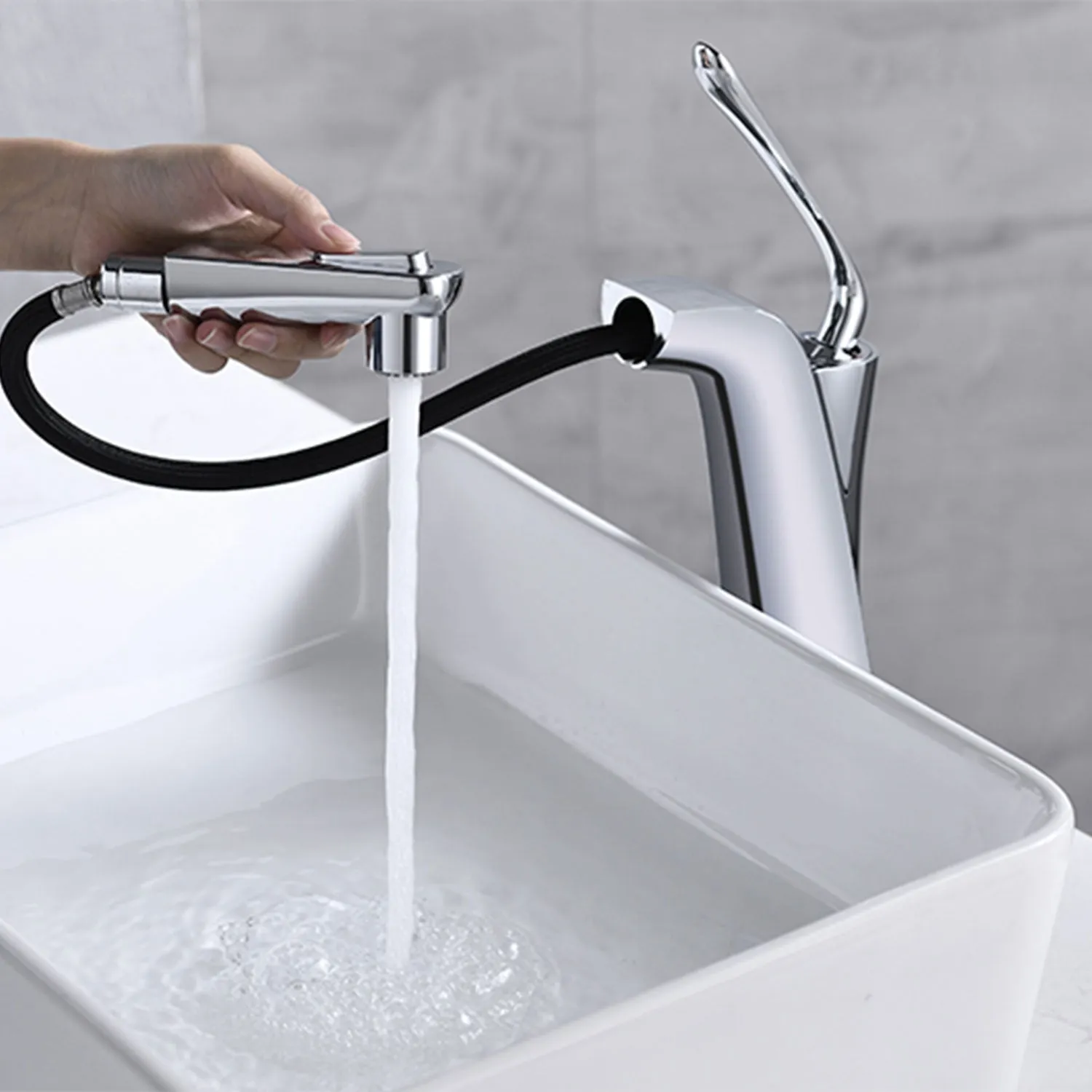 360-Degree Swivel Pull-Out Spout Bathroom Tap
