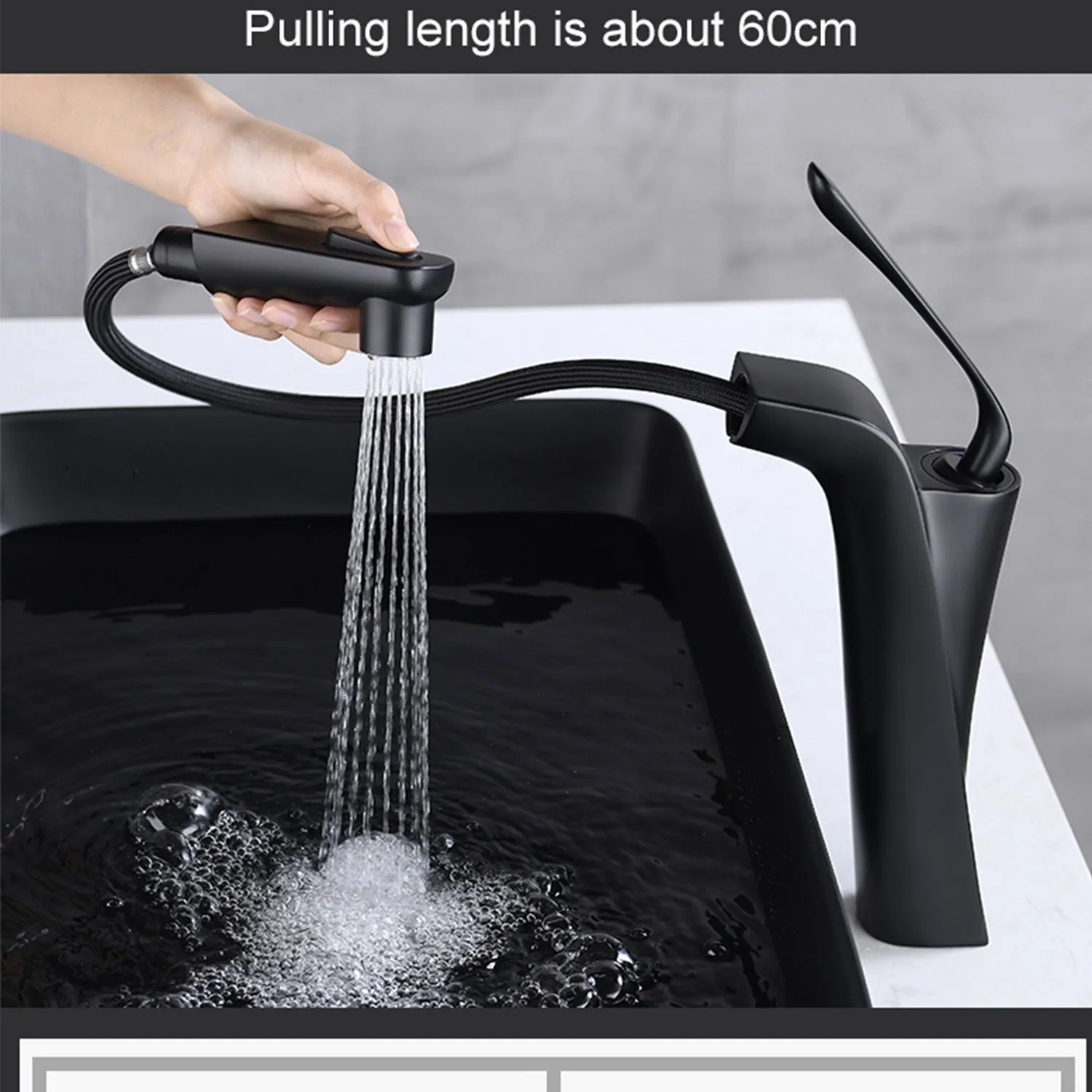 360-Degree Swivel Pull-Out Spout Bathroom Tap