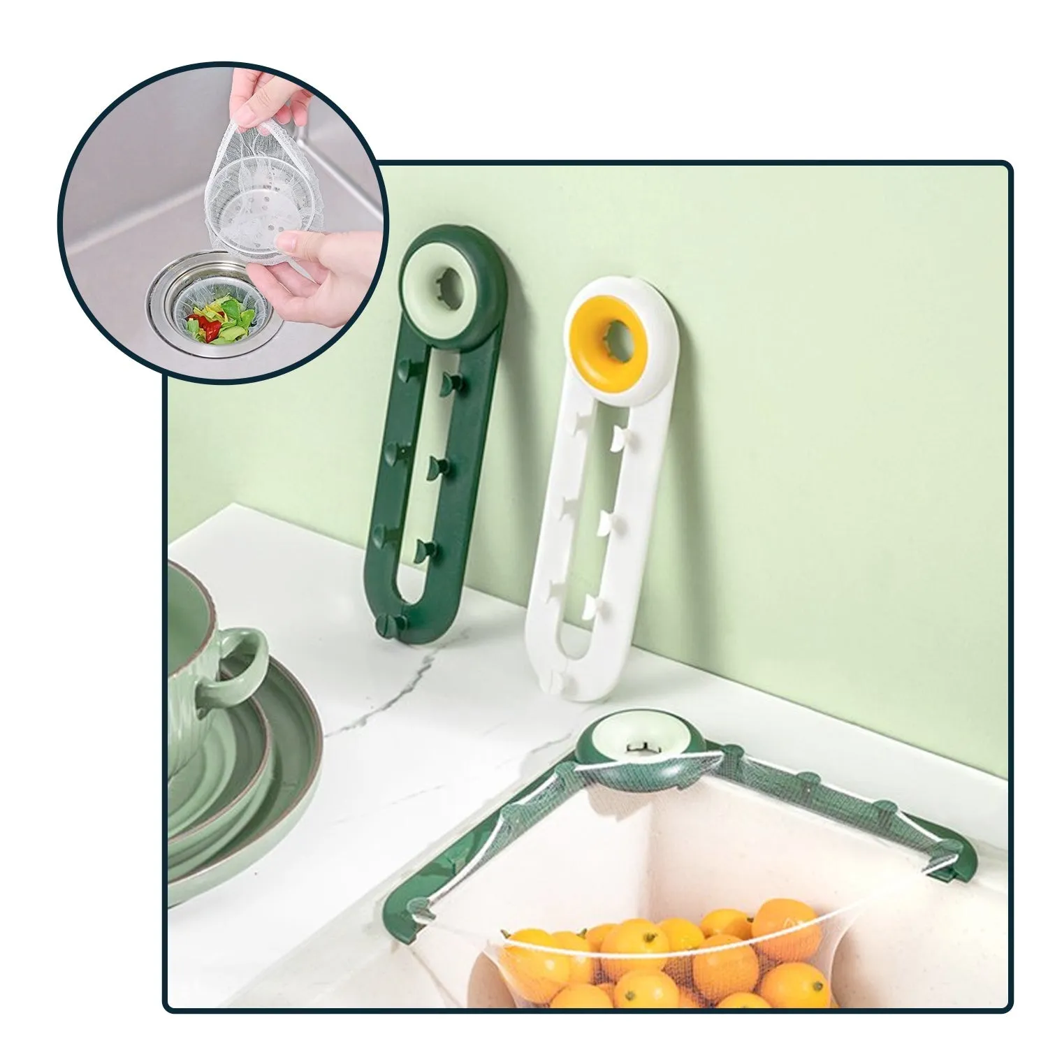 7686 Kitchen Sink Drain Filter Holder Triangle Foldable Sink Strainer Drainer For Kitchen Use (Bag not Included)