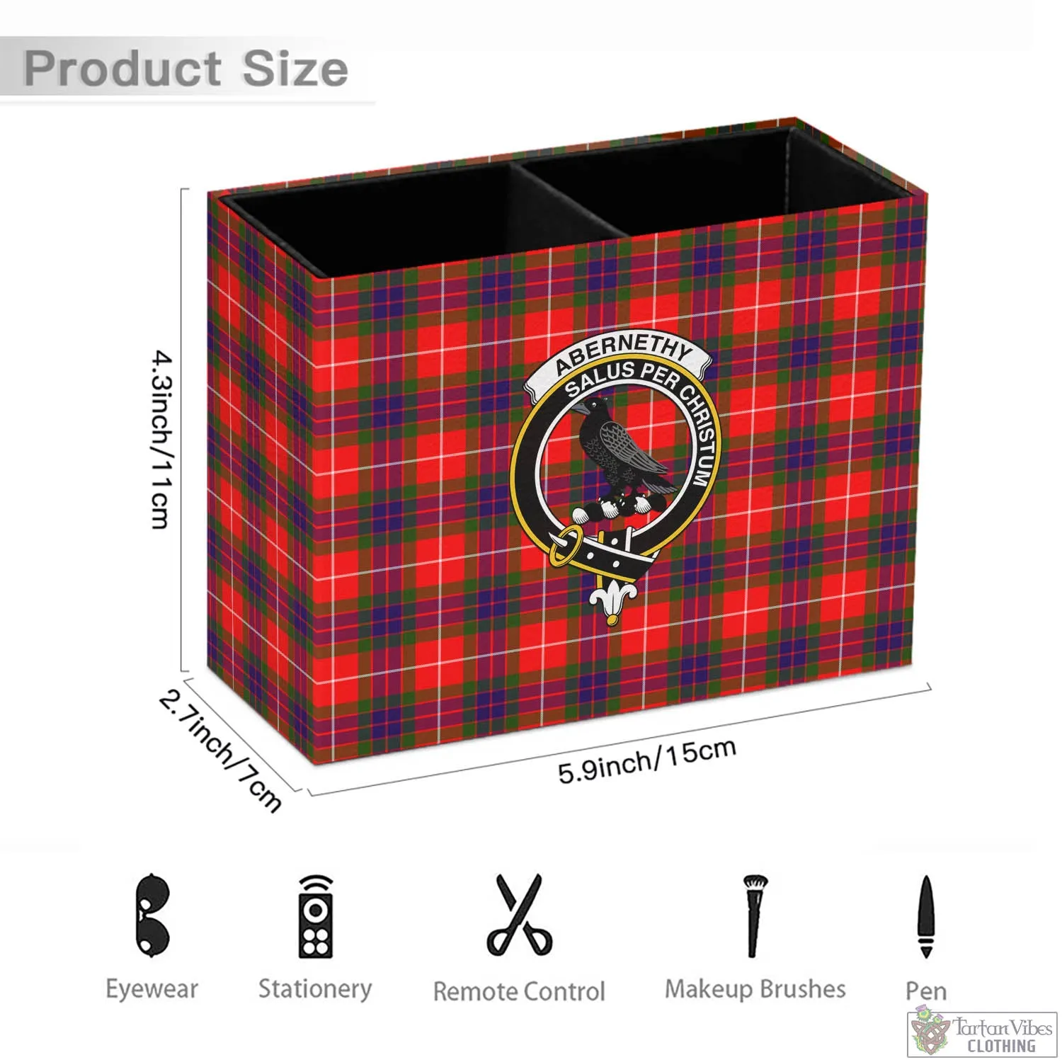 Abernethy Tartan Pen Holder with Family Crest