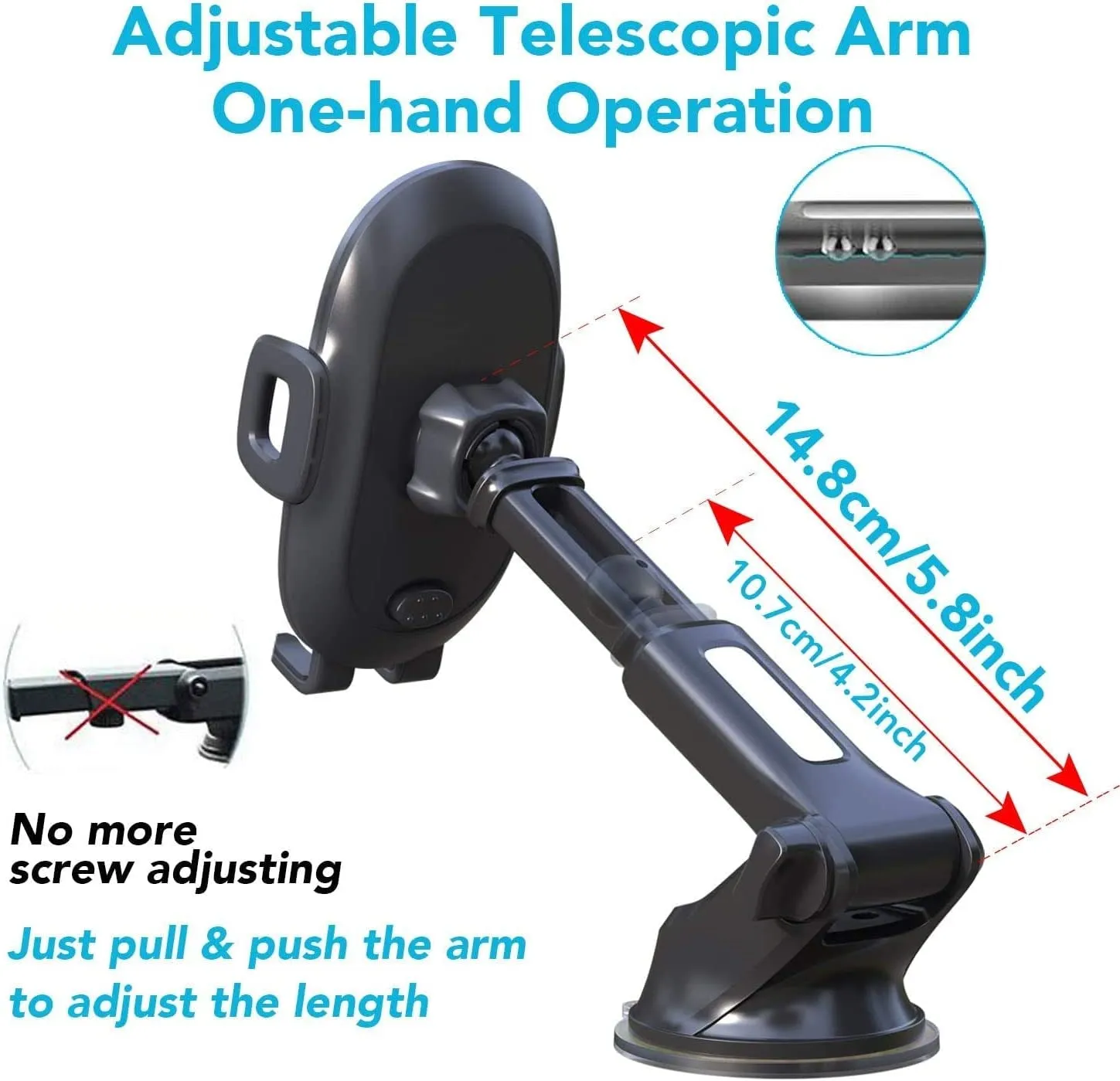 Apps2Car Suction Cup Phone Holder Windshield/Dashboard/Window, Universal Dashboard & Windshield Suction Cup Car Phone Mount with Strong Sticky Gel Pad, Compatible with Iphone, Samsung &Other Cellphone