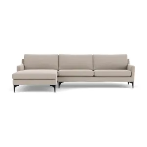 Astha Fabric Left Chaise Sofa (Black Metal, Agnes Brown)