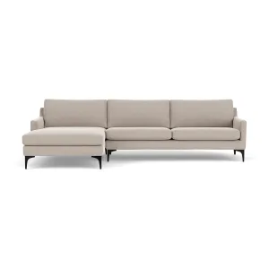 Astha Fabric Left Chaise Sofa (Black Metal, Stone)