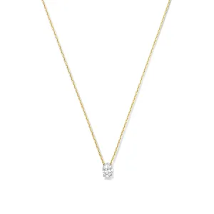 Baguette Genevieve 14 karat gold necklace with white zirconia stone