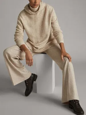 Casual Hooded Simple Women'S Knitted Two-Piece Suit