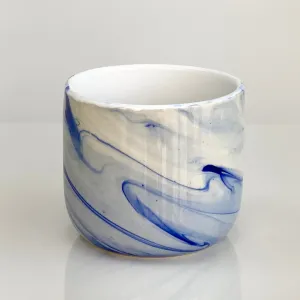 Ceramic Round Pot Abstract Blue Design