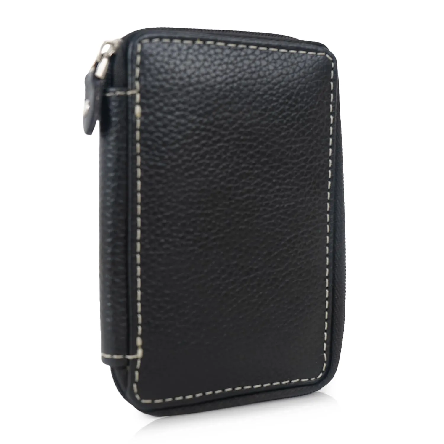 CIMONI® Premium Leather Wallet with 6 Key Chain Hooks Genuine Leather Key Chain Holding Case With 2 Card Slots (Color - Black)