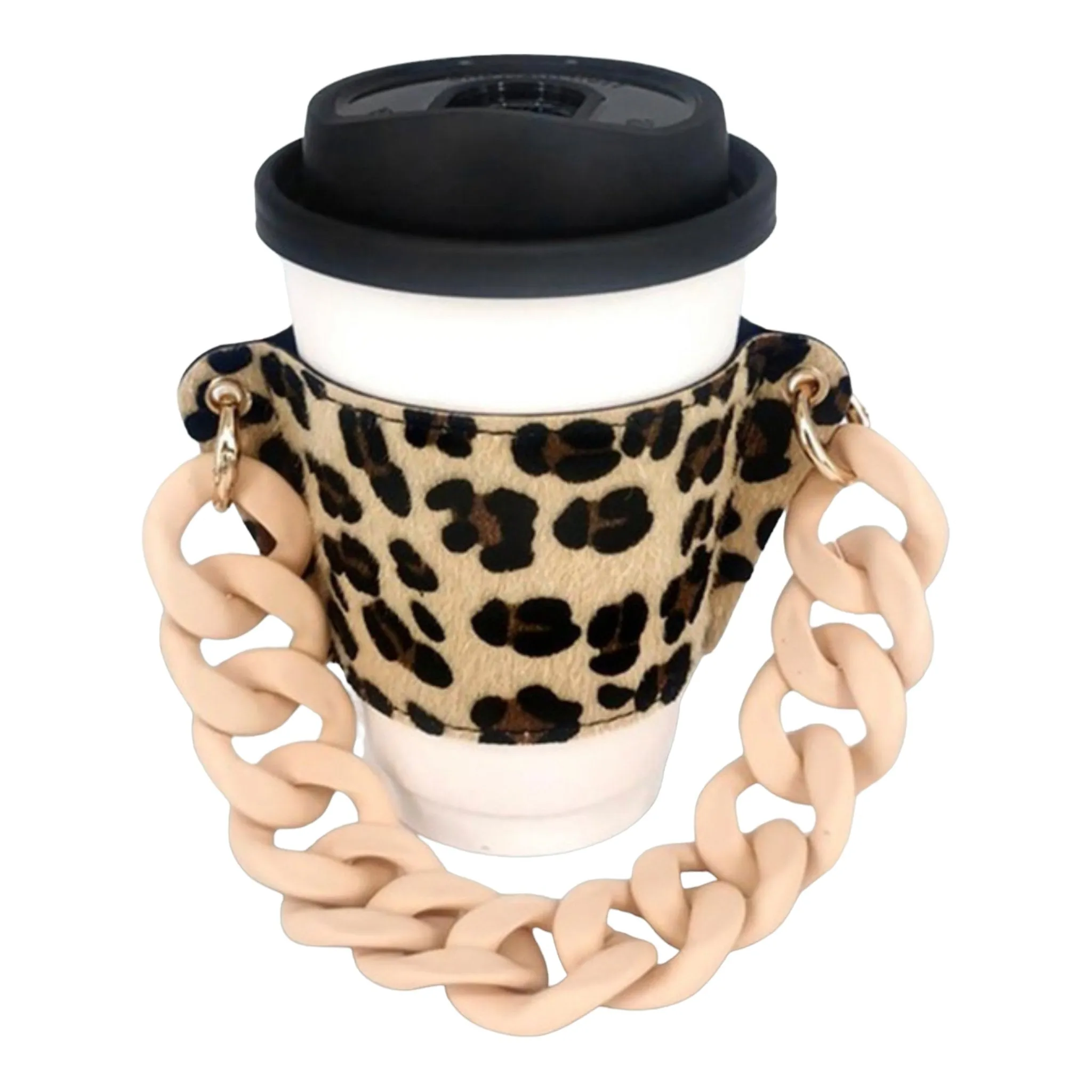 Coffee Cup Sleeve With Resin Chain Strap