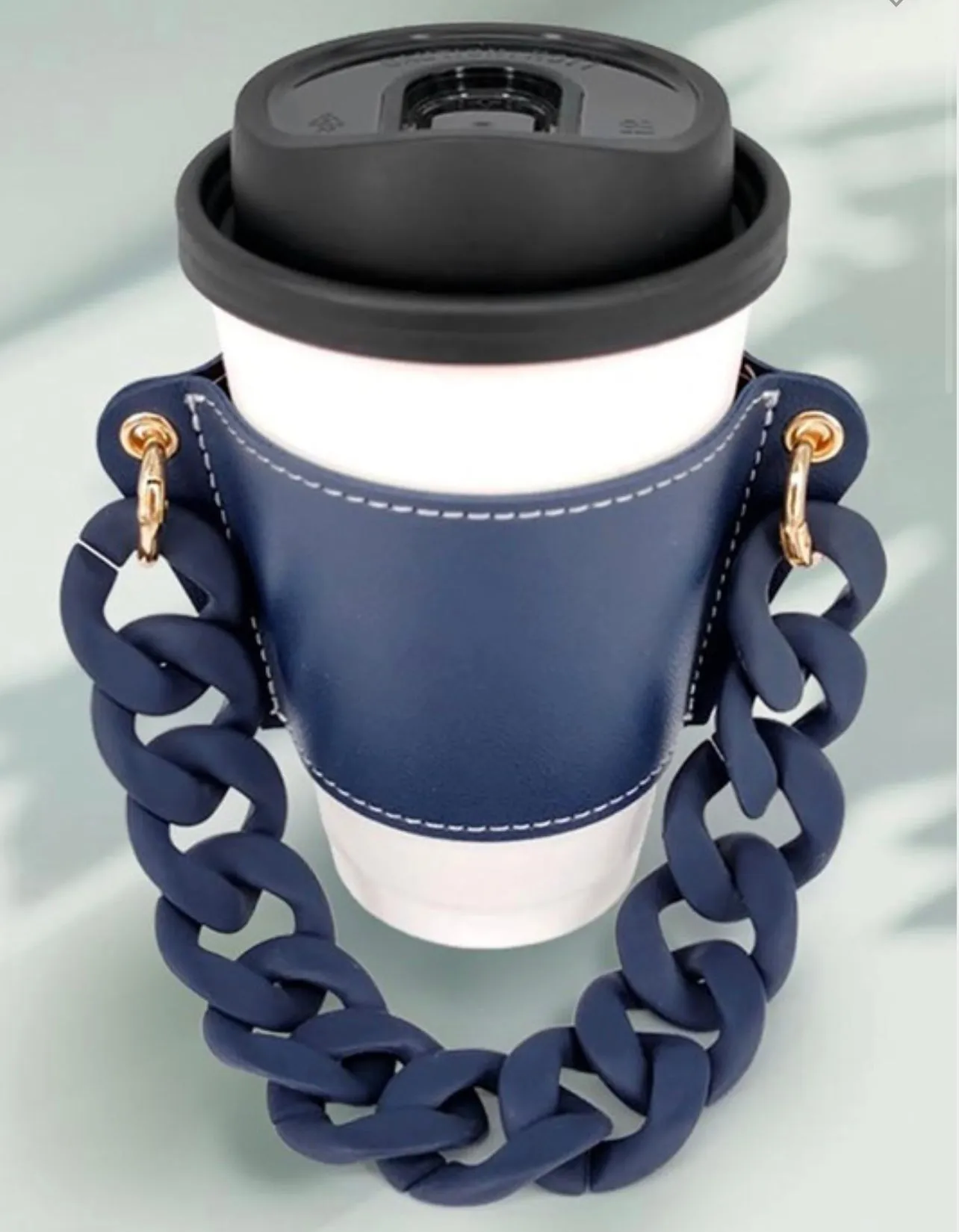Coffee Cup Sleeve With Resin Chain Strap