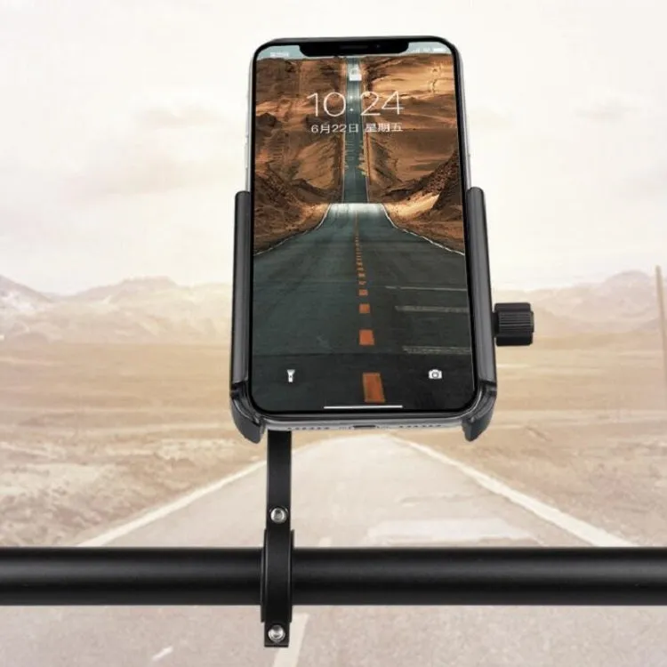 CYCLINGBOX Aluminum Alloy Mobile Phone Holder Bicycle Riding Takeaway Rotatable Metal Mobile Phone Bracket, Style:Handlebar Installation(Red)
