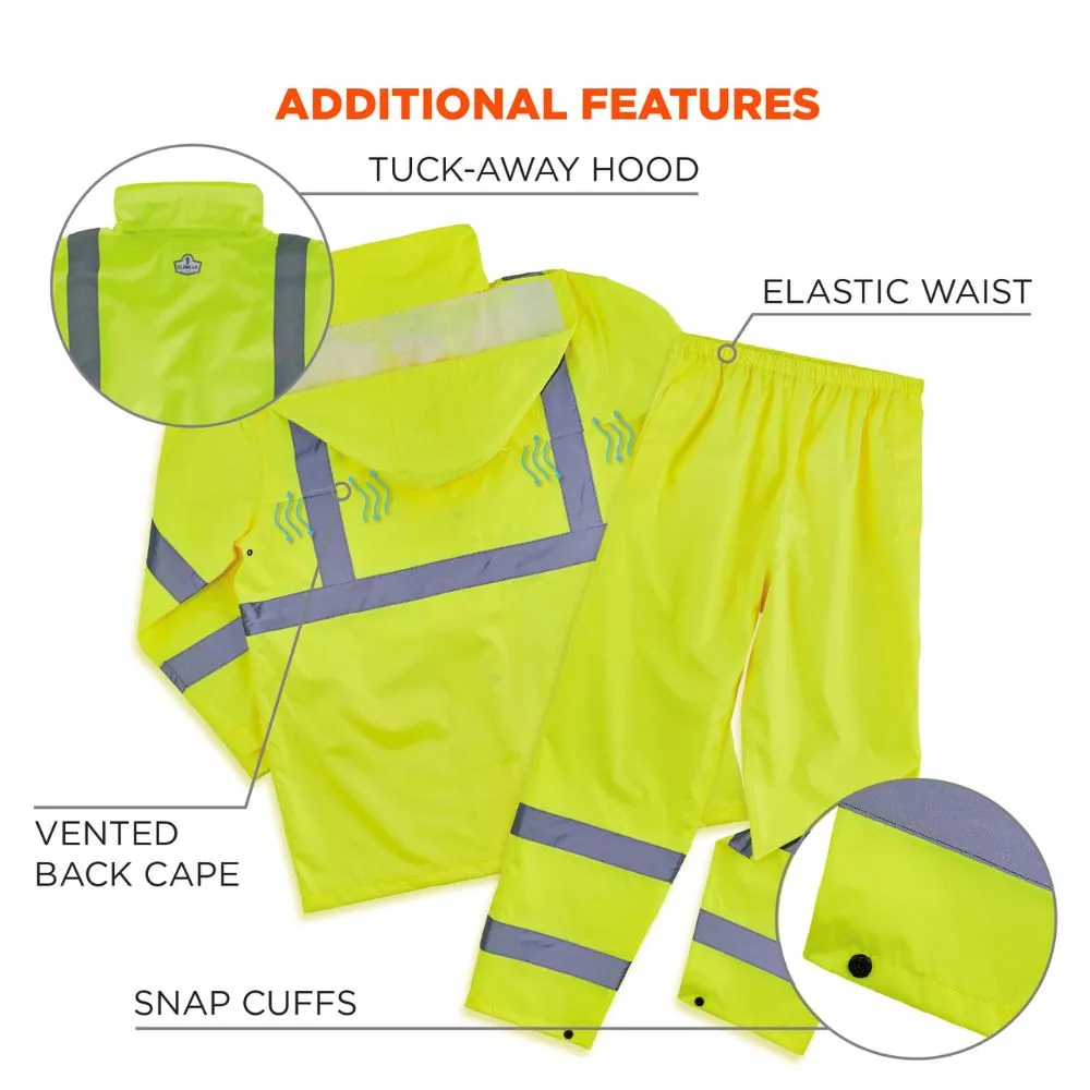Ergodyne 25434 #8376K L Lime Lightweight HV Rain Suit