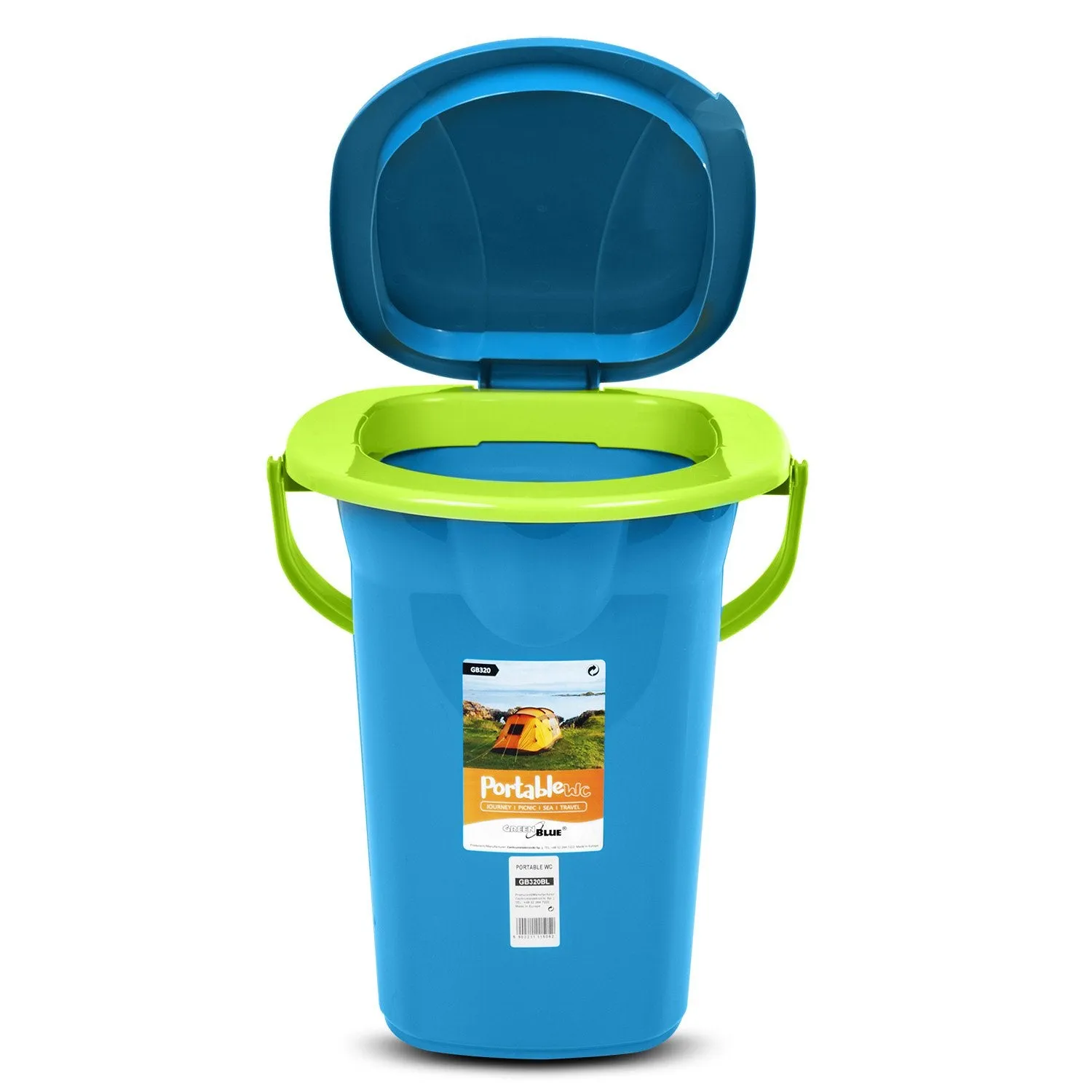 GreenBlue GB320BL Portable Travel Toilet Bucket Seat Camping Festival Handle Lid Durable Stable19L
