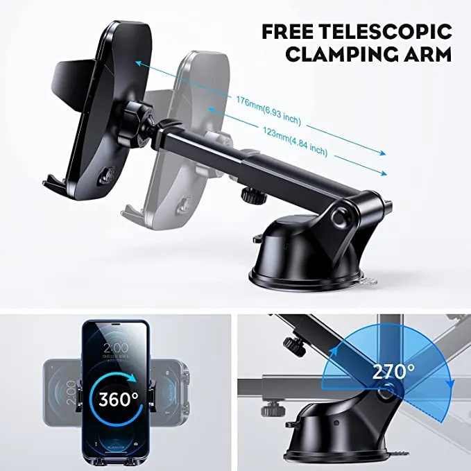 ITEM# 0047   Upgrade Car Phone Holder, [Thick Case & Big Phones Friendly] Long Arm Suction Cup Phone Holder for Car Dashboard Windshield Air Vent Hands Free Clip Cell Phone Holder Compatible with All Mobile Phones (Watch Video)