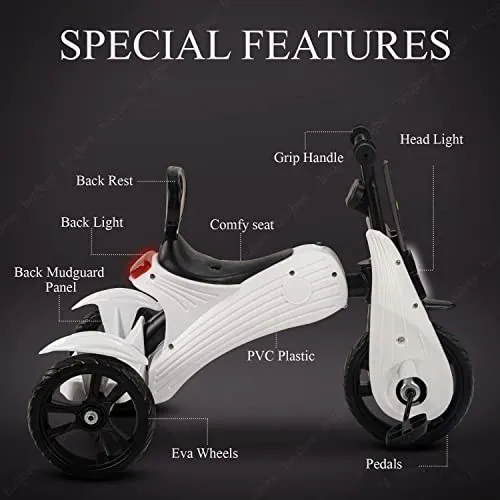 KIDBITKART N-Torque With Eva Wheels Kids/Baby Tricycle, Cycle For Kids, Tricycle For Kids For 1.5 To 5 Years, Baby Cycle&Under Seat Storage With Music & Lights (White)