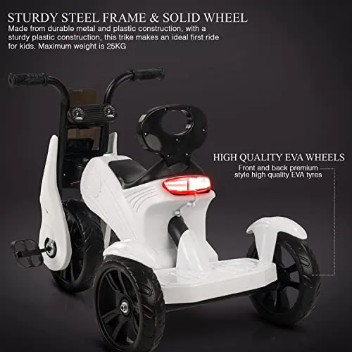 KIDBITKART N-Torque With Eva Wheels Kids/Baby Tricycle, Cycle For Kids, Tricycle For Kids For 1.5 To 5 Years, Baby Cycle&Under Seat Storage With Music & Lights (White)