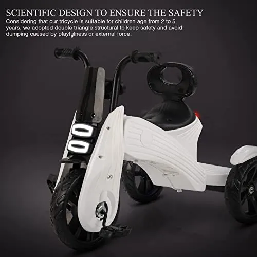 KIDBITKART N-Torque With Eva Wheels Kids/Baby Tricycle, Cycle For Kids, Tricycle For Kids For 1.5 To 5 Years, Baby Cycle&Under Seat Storage With Music & Lights (White)