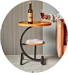 LOOKMINT C Shaped End Table, 2-Tier Round Corner Side Table, Wooden Sofa Coffee Table for Living Room Balcony, for Small Space, Living Room, Bedroom, Modern Furniture, 2-Tier Storage Shelf