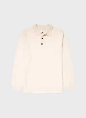 Men's Lambswool Polo Shirt in Ecru