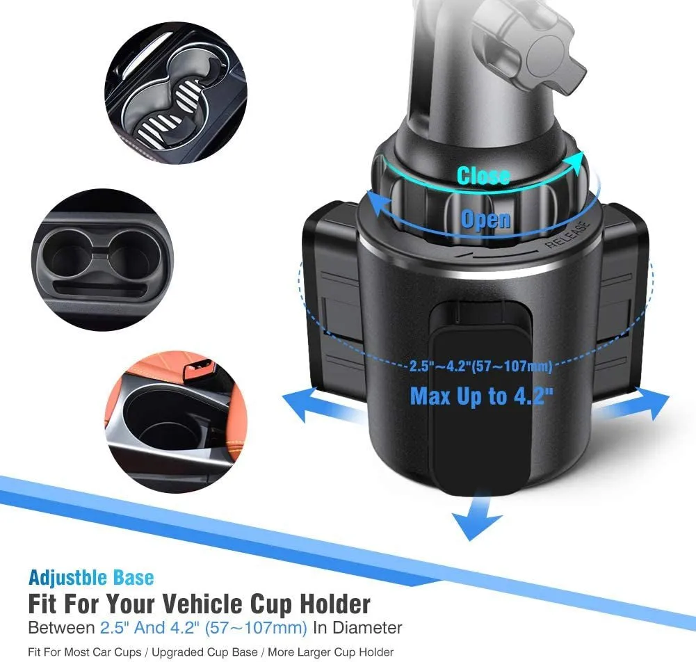 Miracase Cup Holder Phone Mount for Car, Universal Universal Long Neck Car Cup Phone Holder Cradle Car Mount for Iphone Samsung Google and Most Smartphones