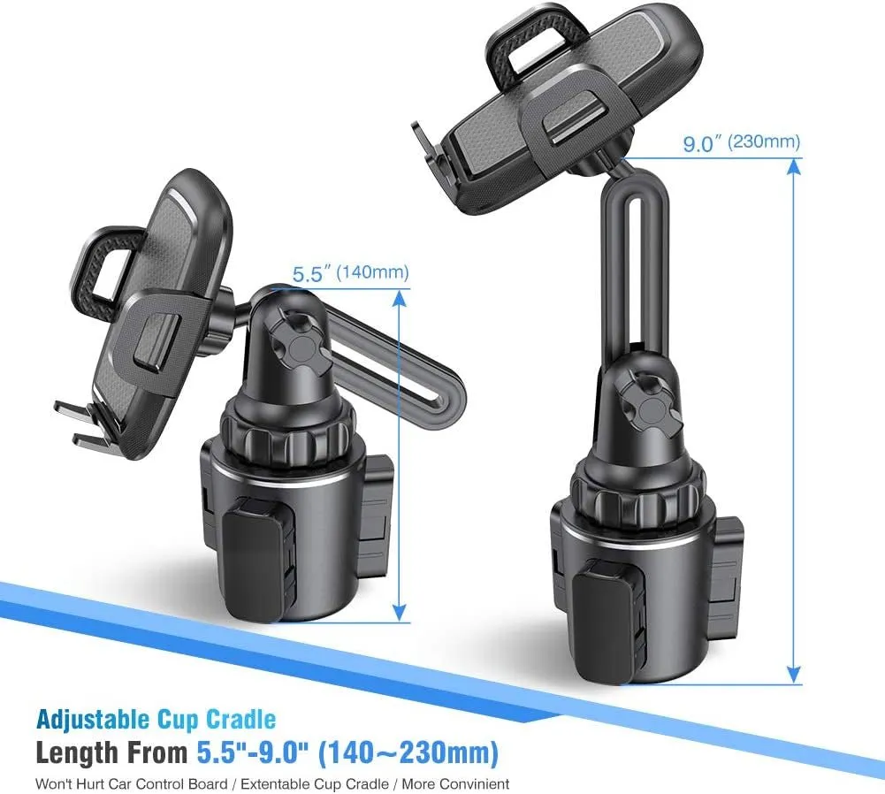 Miracase Cup Holder Phone Mount for Car, Universal Universal Long Neck Car Cup Phone Holder Cradle Car Mount for Iphone Samsung Google and Most Smartphones