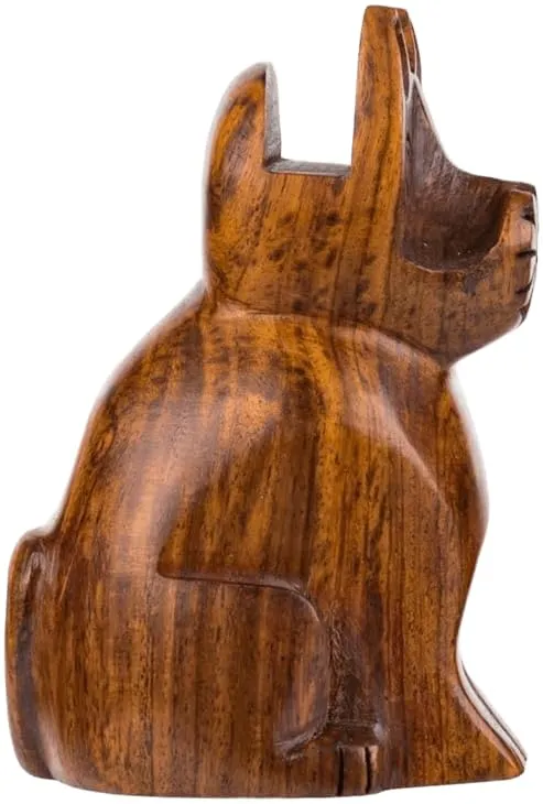 Mody Woody Interiors Durable Heavy-Duty Eye Glass Holder with Natural/Wood Color (3.0" X 2.0 X 5), Cat Shaped