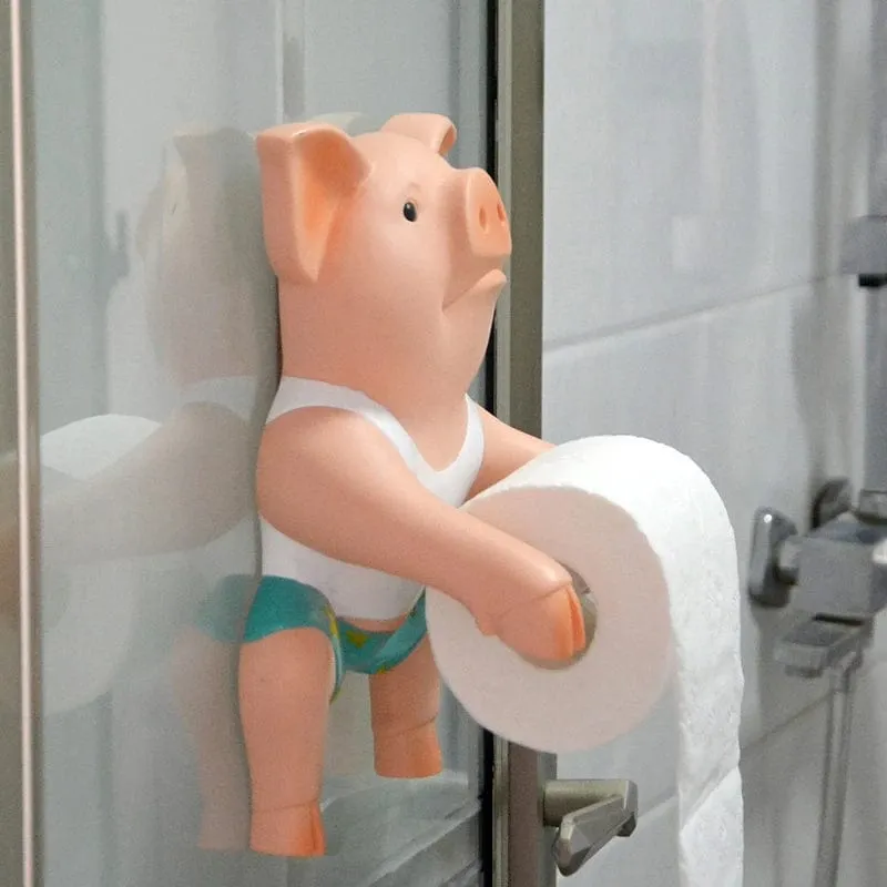Pig Style Bathroom Toilet Paper Holder Wall Mounted