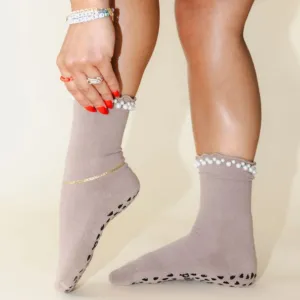 Pretty In Pearls - Crew Grip Sock (Barre / Pilates)