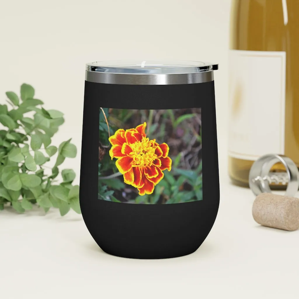 Red and Yellow Flower 12oz Insulated Wine Tumbler
