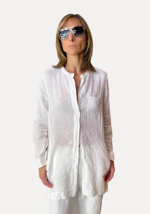 Regular Fit Linen Long Shirt - White