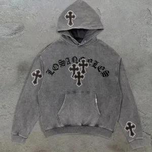 Retro Wash Fashion Cross Trendy Hoodie