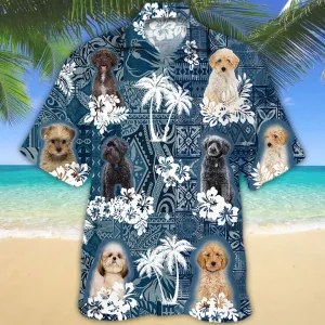 Schnoodle Hawaiian Shirt, Hawaii shirt vintage Floral Dog, Men's Hawaiian shirt, Women's Hawaiian shirt