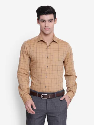 Stiped Khaki Slim Fit Formal Shirt