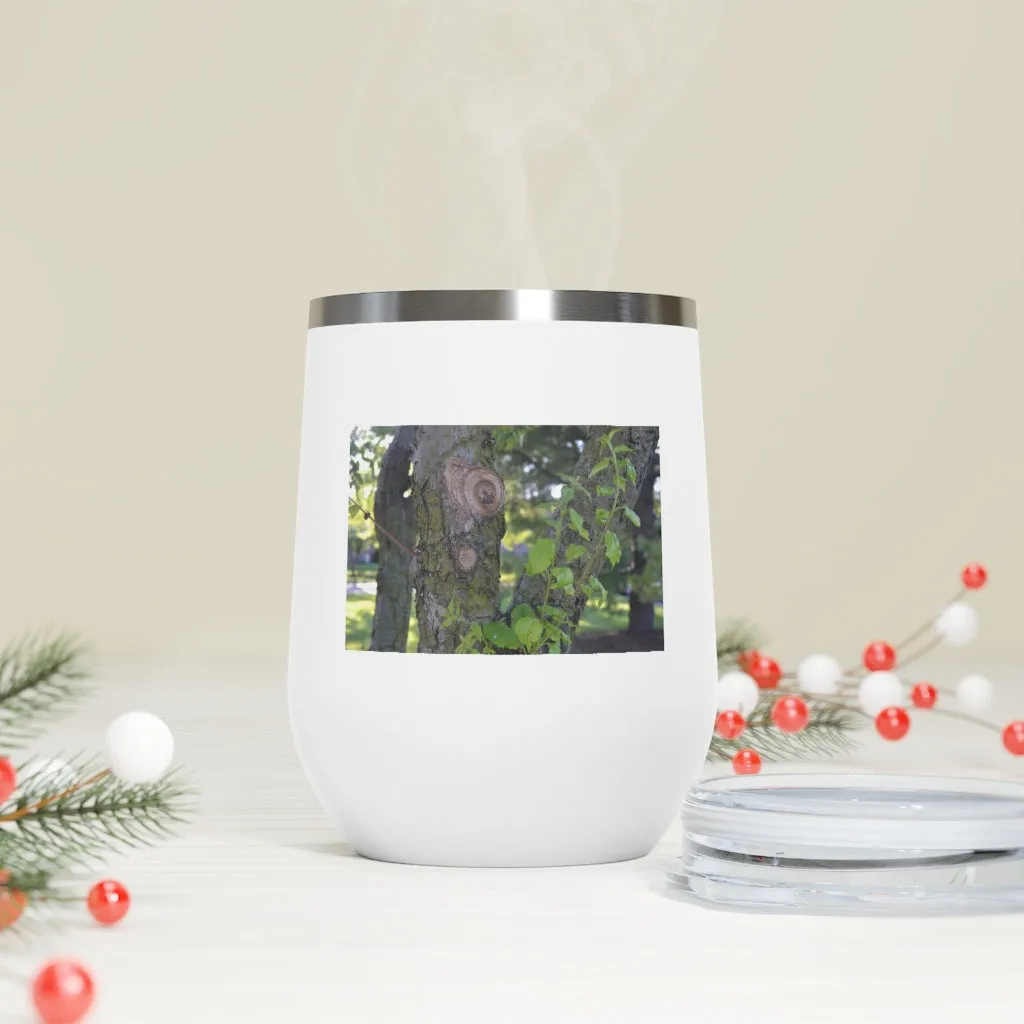 Tree Stump and Green Leaves 12oz Insulated Wine Tumbler