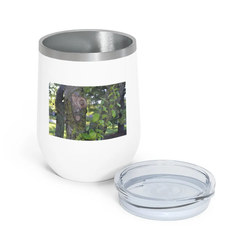 Tree Stump and Green Leaves 12oz Insulated Wine Tumbler