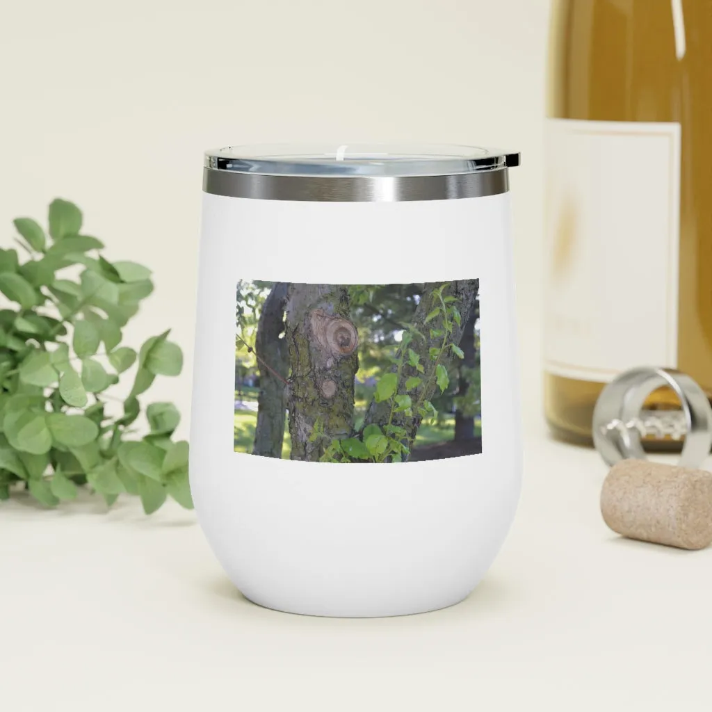 Tree Stump and Green Leaves 12oz Insulated Wine Tumbler