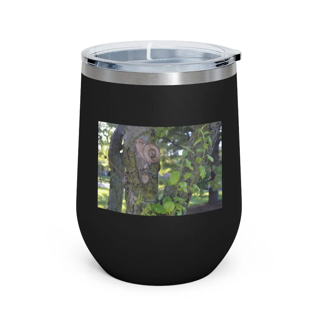 Tree Stump and Green Leaves 12oz Insulated Wine Tumbler
