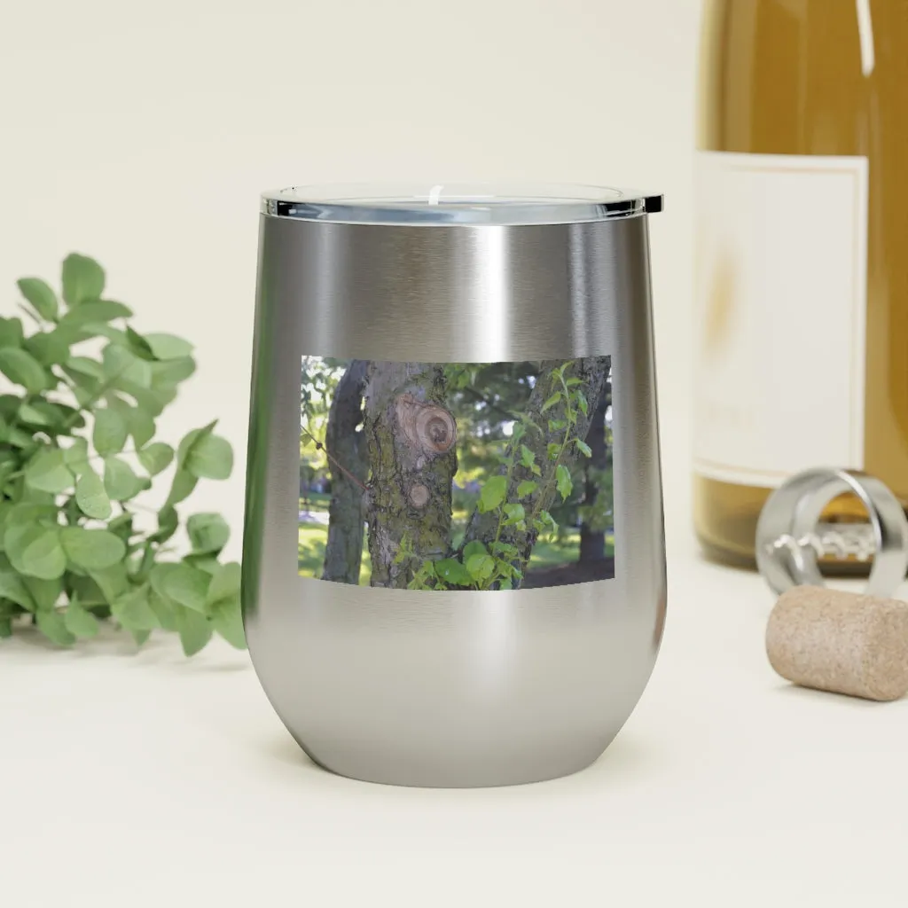 Tree Stump and Green Leaves 12oz Insulated Wine Tumbler