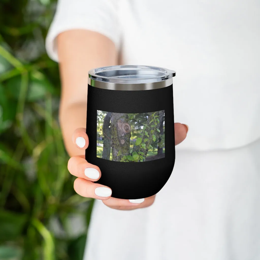 Tree Stump and Green Leaves 12oz Insulated Wine Tumbler