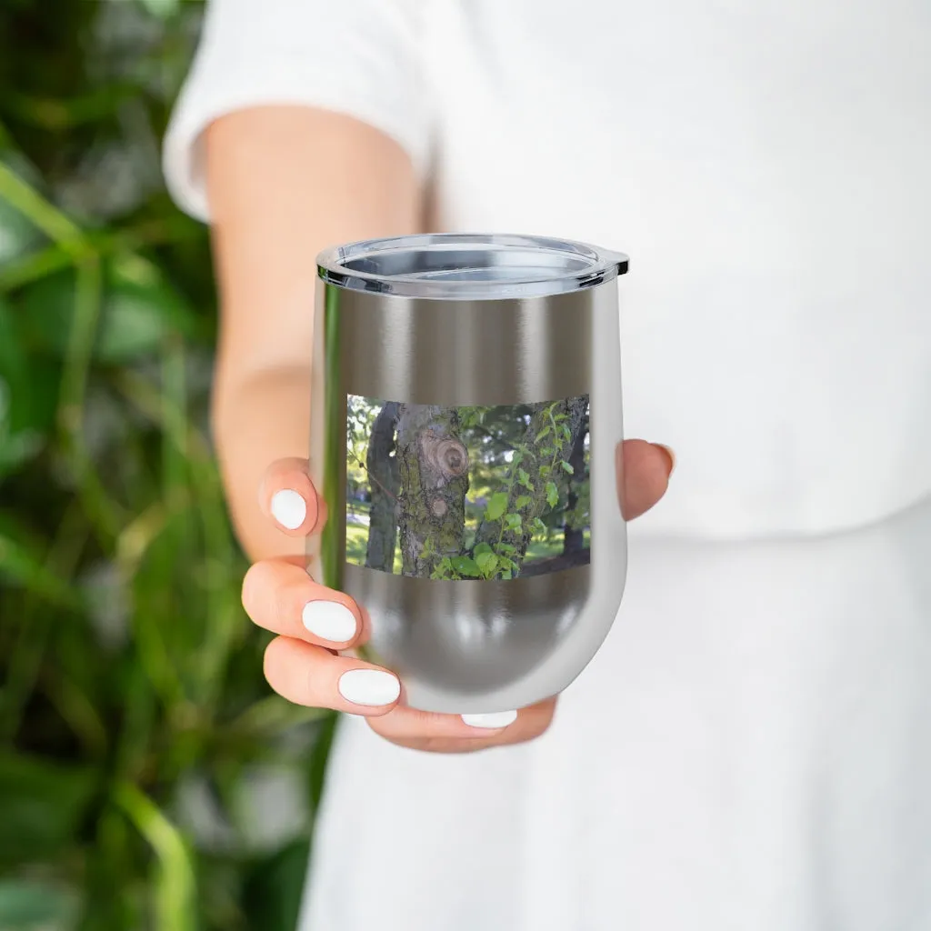 Tree Stump and Green Leaves 12oz Insulated Wine Tumbler