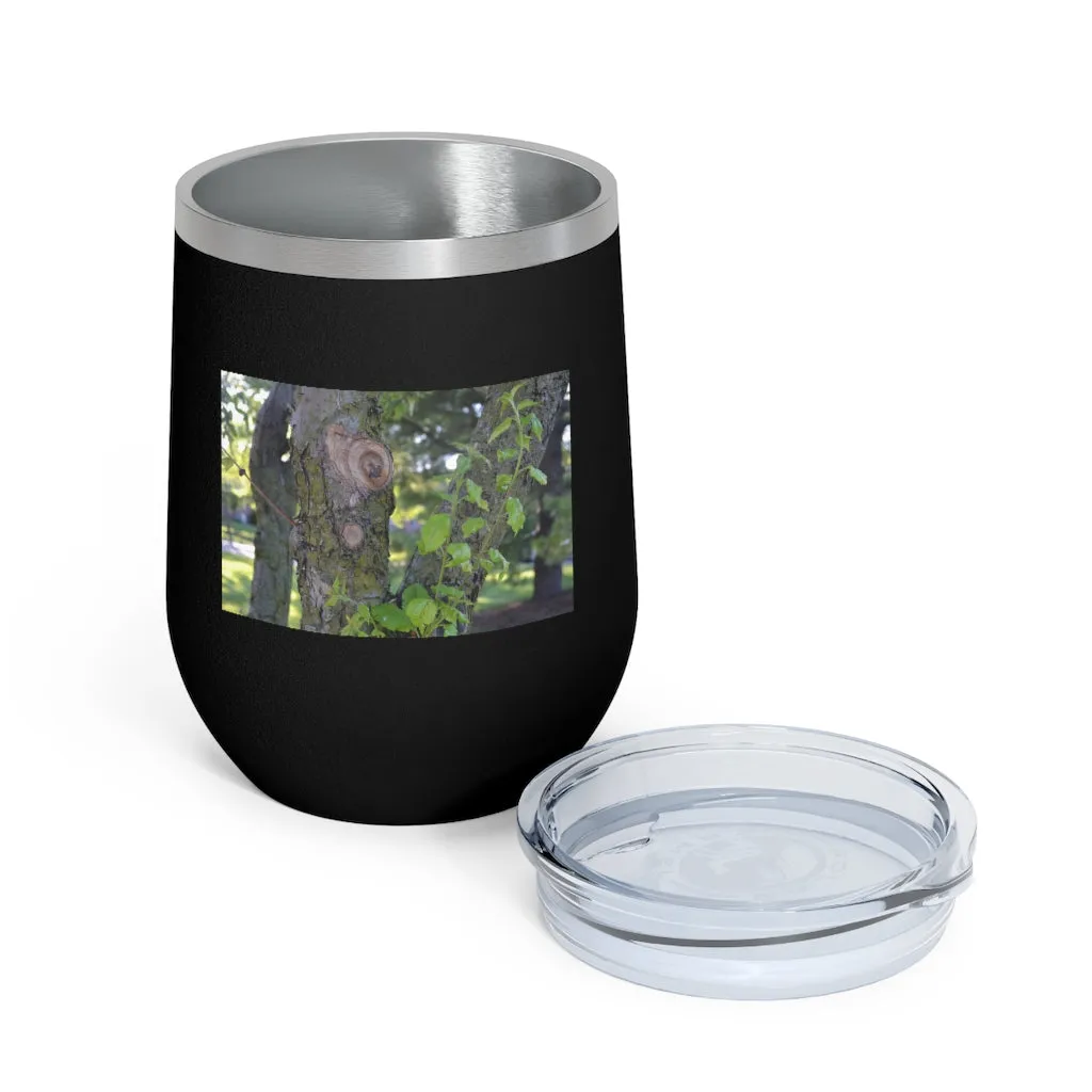 Tree Stump and Green Leaves 12oz Insulated Wine Tumbler