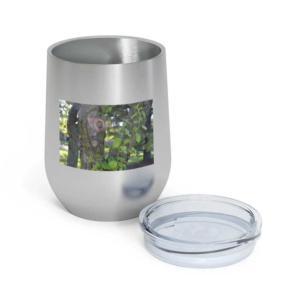 Tree Stump and Green Leaves 12oz Insulated Wine Tumbler