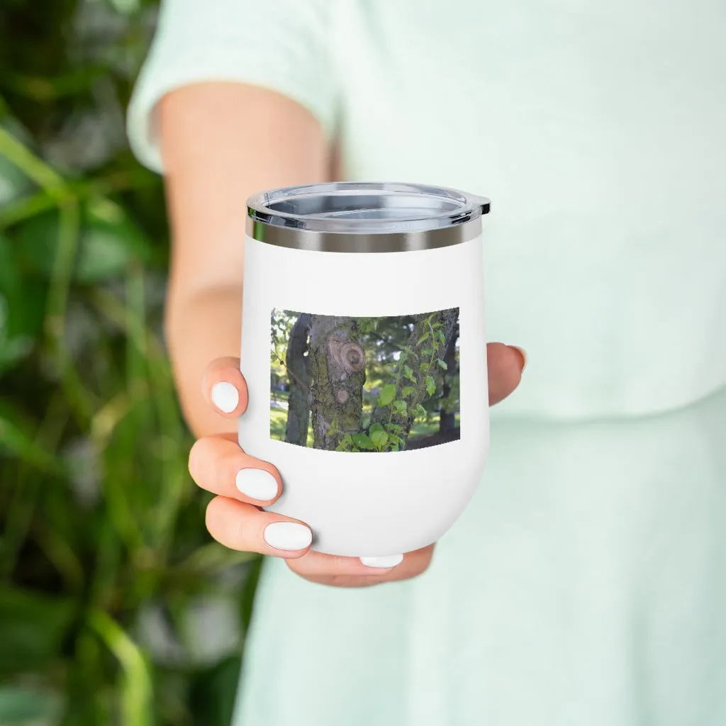 Tree Stump and Green Leaves 12oz Insulated Wine Tumbler