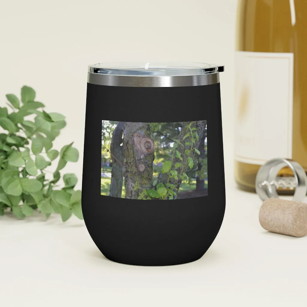 Tree Stump and Green Leaves 12oz Insulated Wine Tumbler
