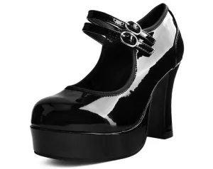 TUK A9448L Black Patent Double Strap Classic Platform Heel