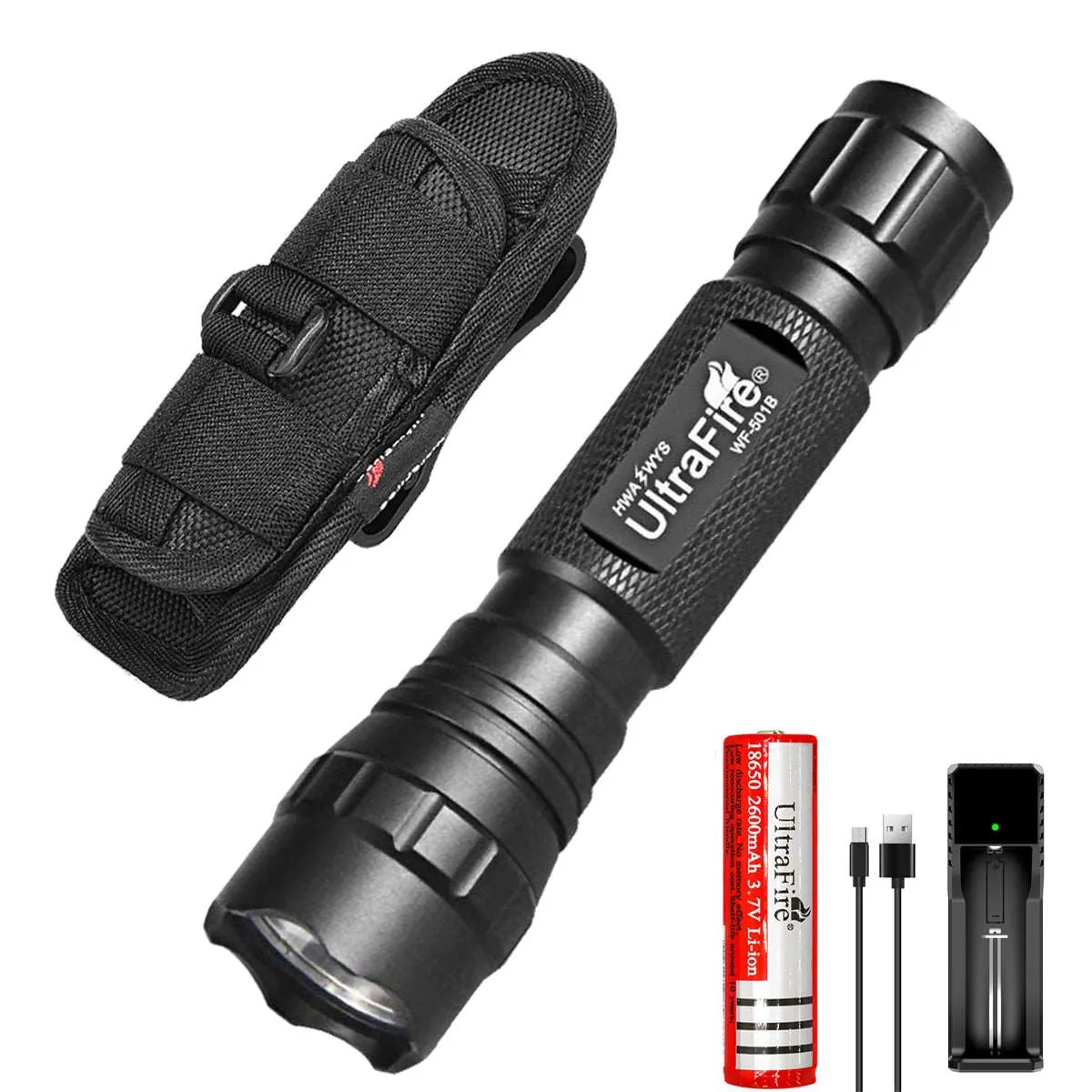 WF-501B Tactical Flashlight - With Holster