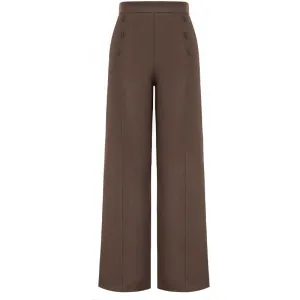 Women's Stretchy High Waisted Work Wide Leg Pants Button Down Casual Sailor Trousers With Pockets