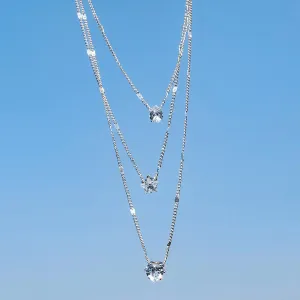Women's Stylish Graceful Simple Diamond Water Drop Multilayer Collarbone Necklace